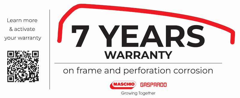 7 years warranty on frame and perforation corrosion